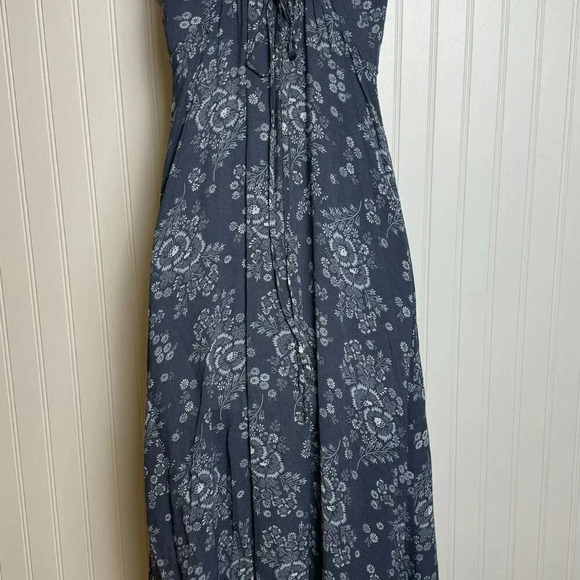Madewell tie back button front midi dress blue floral sleeveless size 0 J32 - Picture 11 of 14
